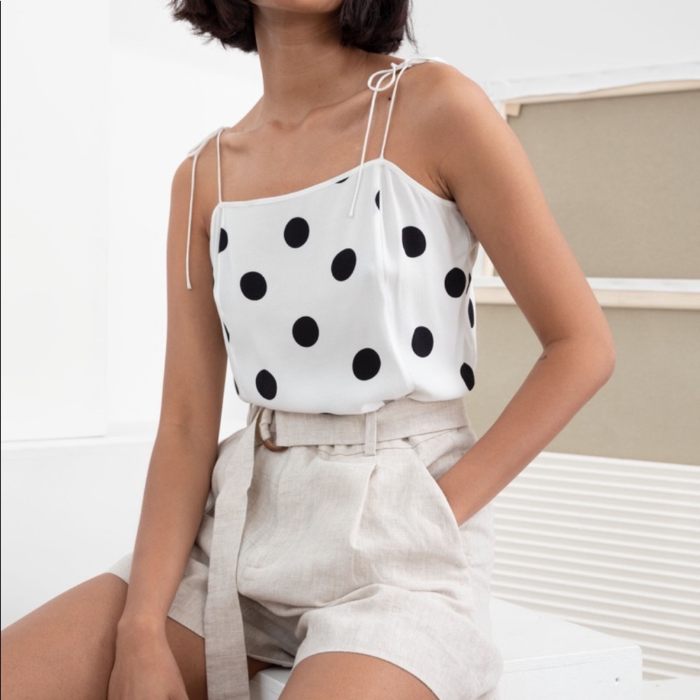 & Other Stories Polka Dot Spaghetti Strap Top